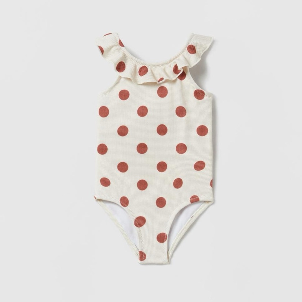 Zara White and Brown Swimsuit